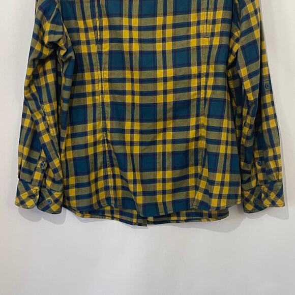 Duluth Trading Co. Mens XXL Yellow Blue Flannel Long Sleeve Button Down Soft - Picture 5 of 8